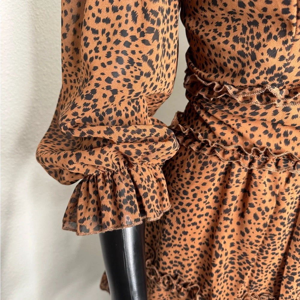 Leopard Print Ruffle Dress - Picture 4 of 10